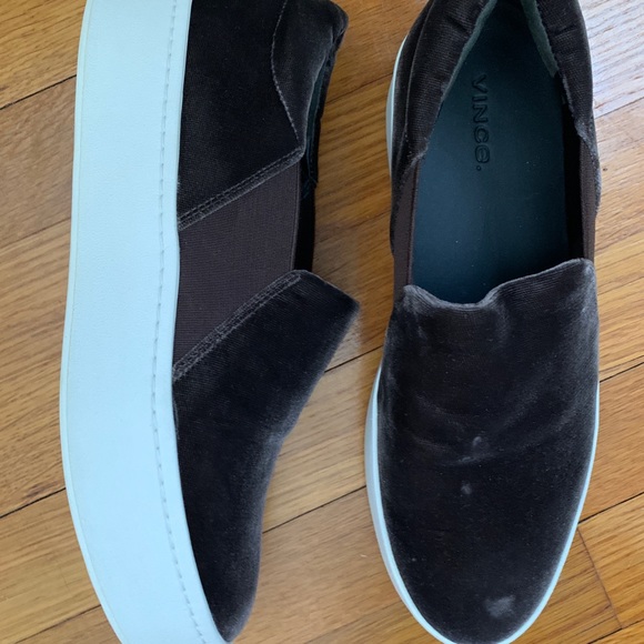 Vince Brown Velvet Size 8.5 Platform Sneakers - Picture 1 of 5